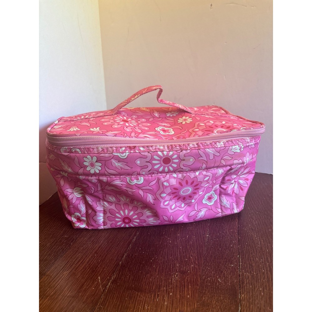 Longaberger Pink Floral Paisley Insulated Cooler Lunch Bag Thermal Tote Zipper
